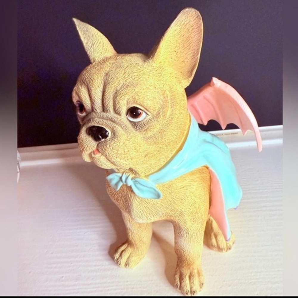 Pastel Bat Wing French Bulldog Figurine – Spooky Cute Halloween Décor NWT